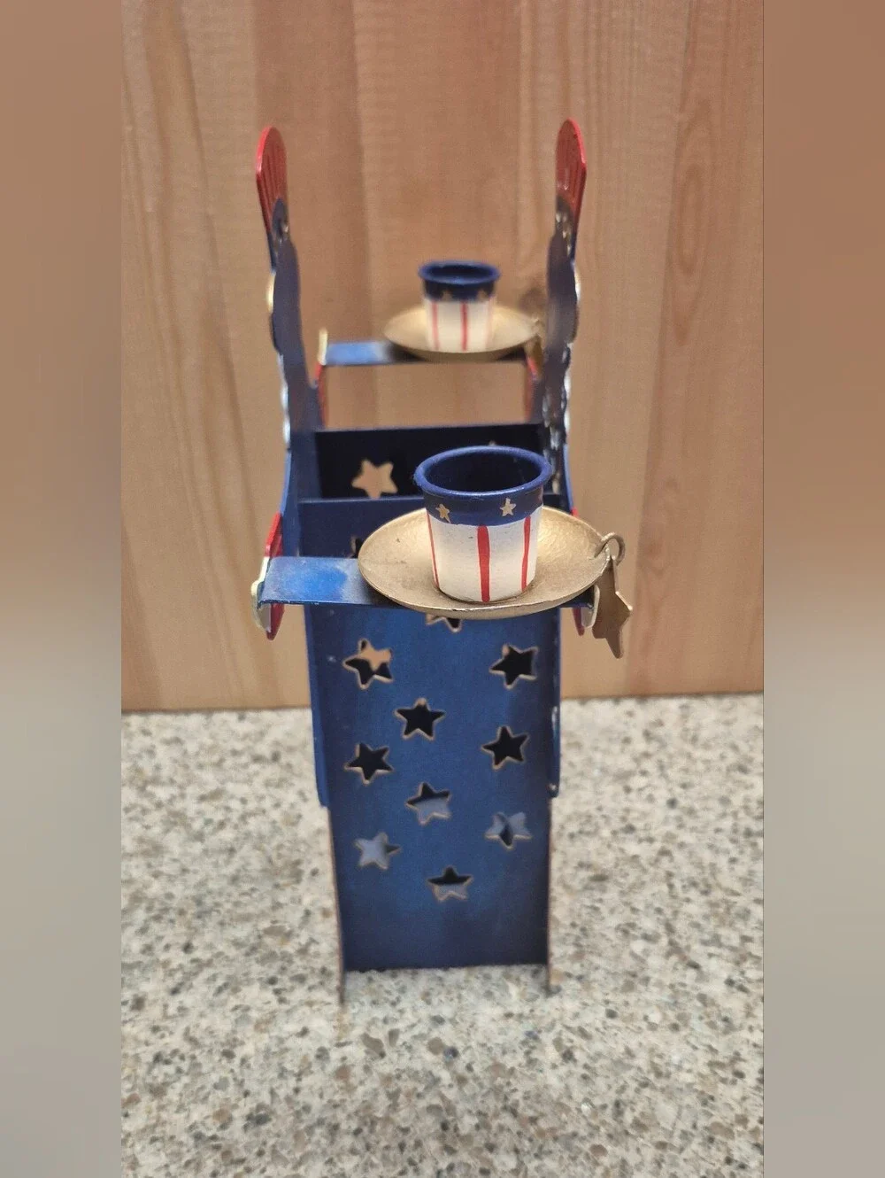 Vintage PartyLite Uncle Sam Metal Candle Holder Patriotic 4th of July Americana